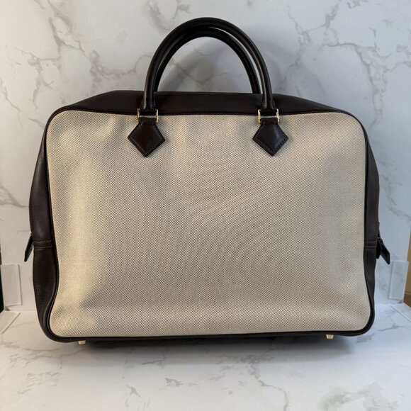 HERMES Porte-Documents Plume 38 Briefcase Bag Ecru Beige Toile H Ebene Evercalf - Picture 3 of 16